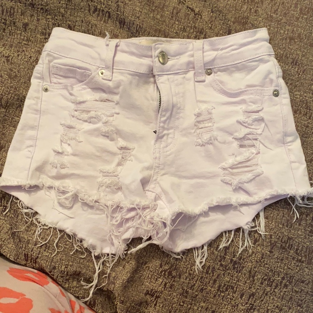 White jean shorts.